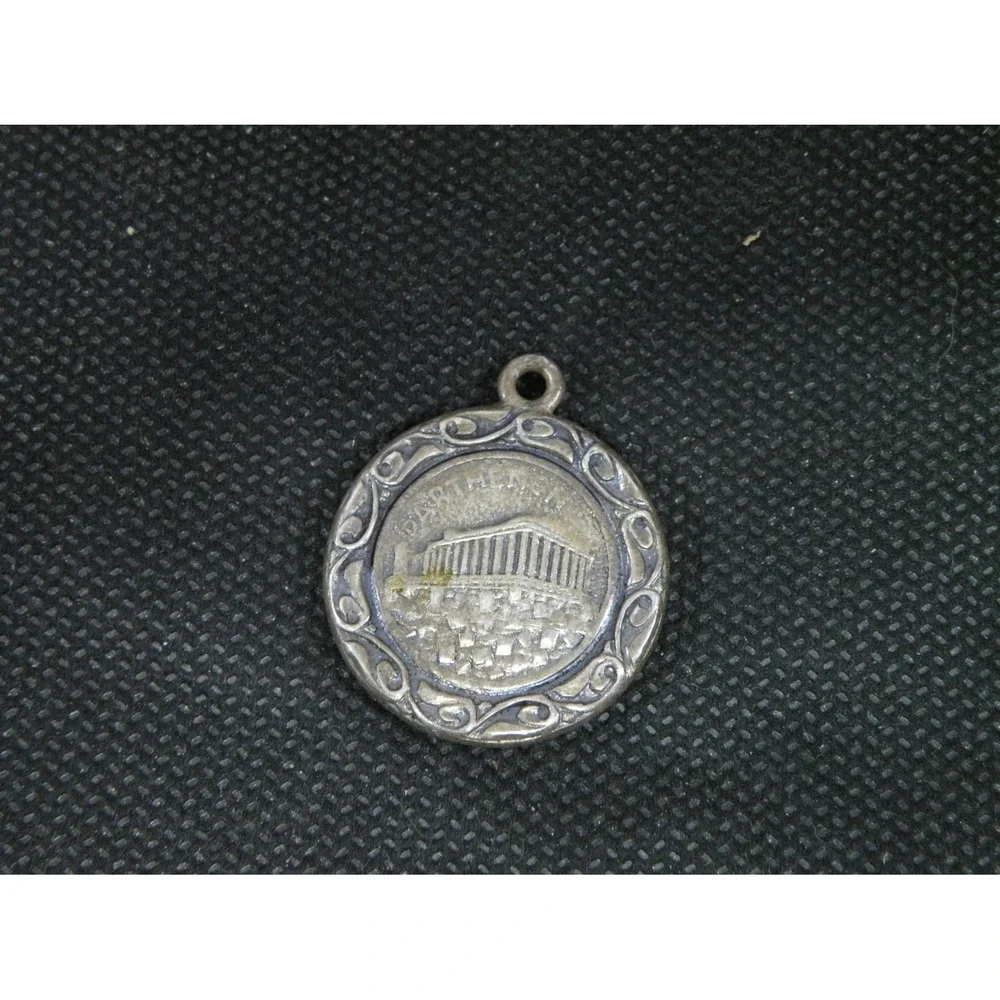 Vintage Silver Tone Parthenon Athena Souvenir Pendant Charm Double Sided 0.75